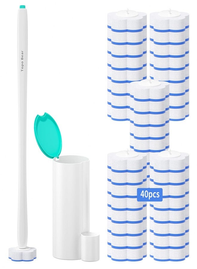 Topo Bear Toilet Bowl Brush with 40 Refills, Toilet Wand Cleaning System (Green) - Image 1